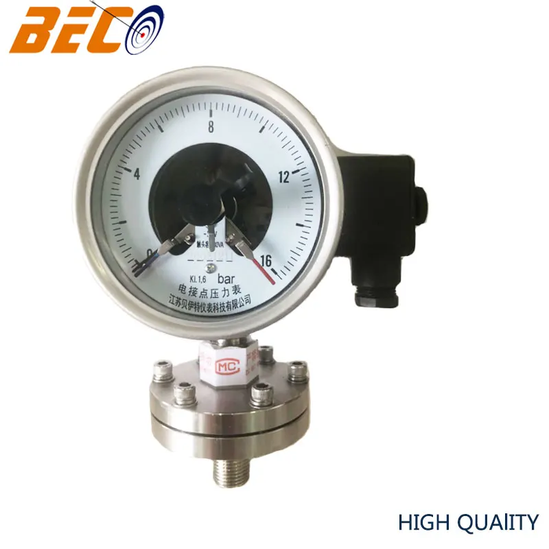 Beco Electrical contact pressure gauge waaree/ baumer bottom connection 100mm Electric contact pressure gauge