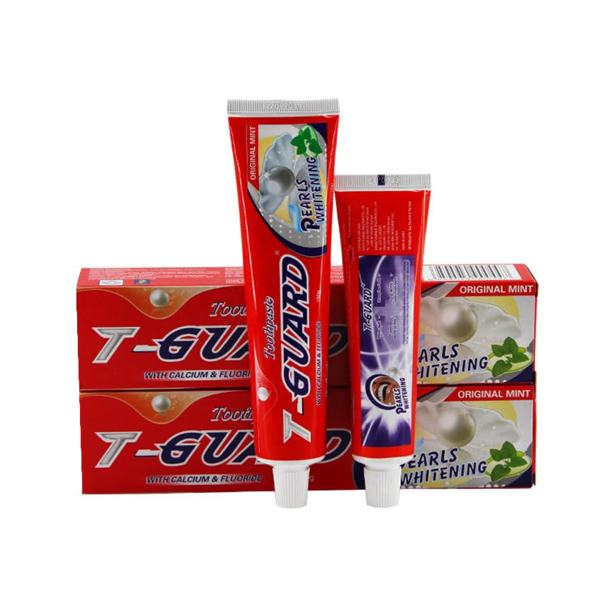 Wholesale Custom Premium 70g / 150g Pearls Teeth Whitening Fluoride T-Guard Original Mint Toothpaste