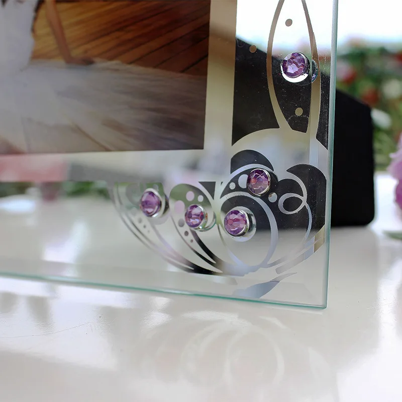 Mosaic Process Glass Edging Picture Frame Desk Crystal Glass Photo Frame