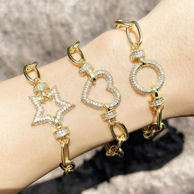  2021 Fashion Jewelry Butterfly Bracelet 18K Gold Plated Round and Star For