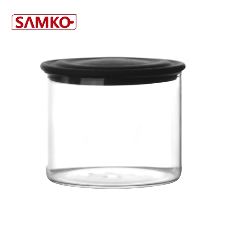 
sealable food storage clear glass jar with plastic lid for candy 