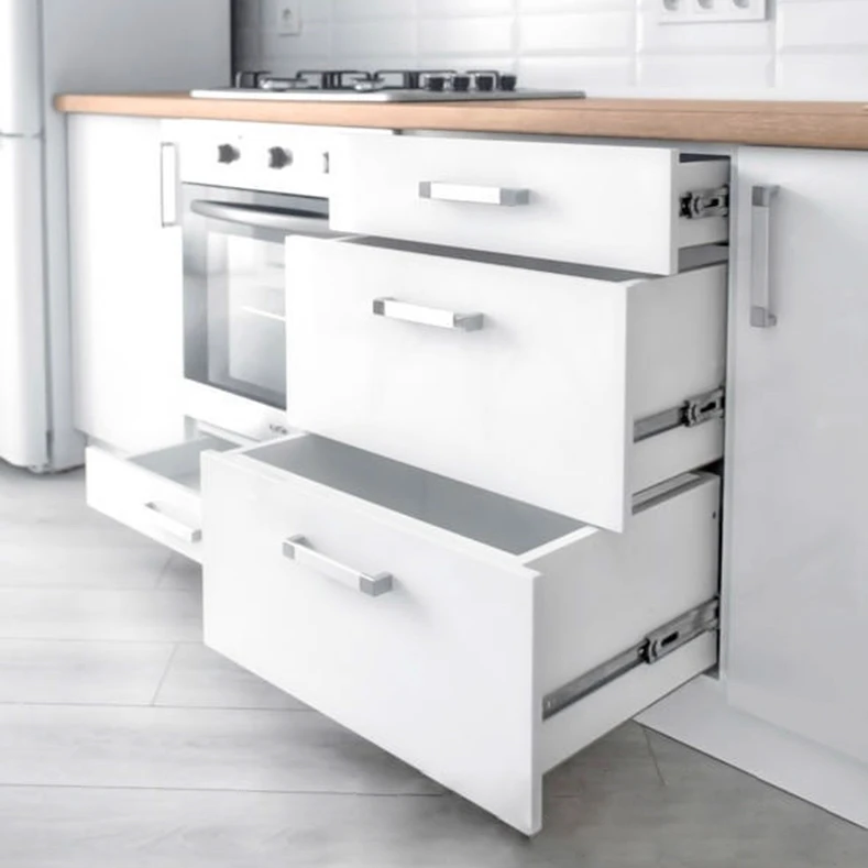 3 Fold Hydraulic Soft/Self Close Drawer Slide Rail slowly draw the drawer closed without slamming shut.