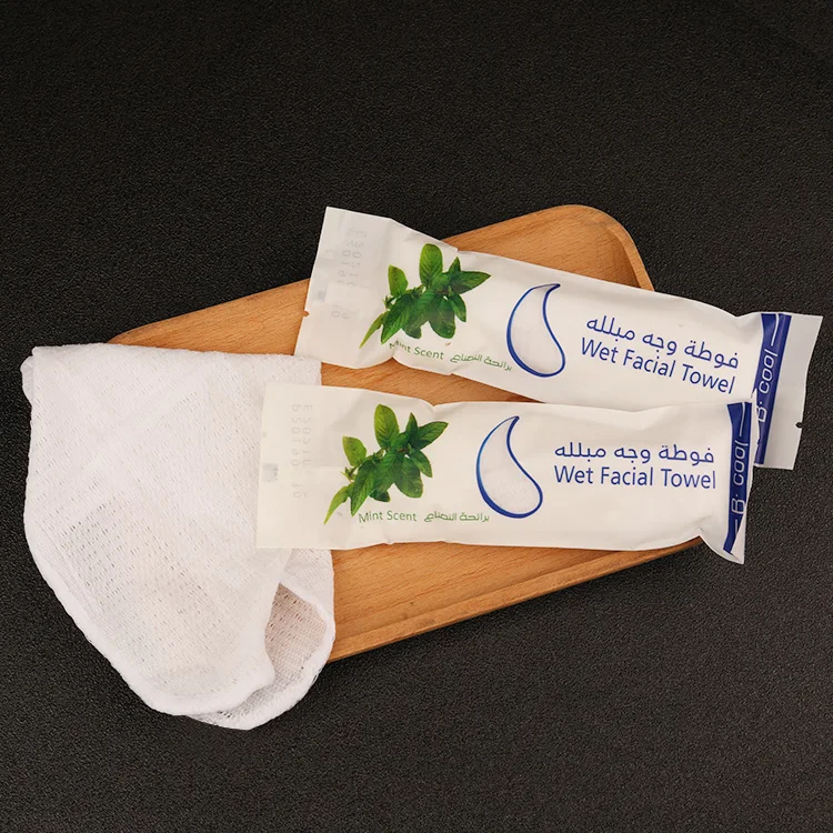 MINT SCENT 100% cotton airline coffee  restaurant shop fresh wet facial towels refreshing tissue