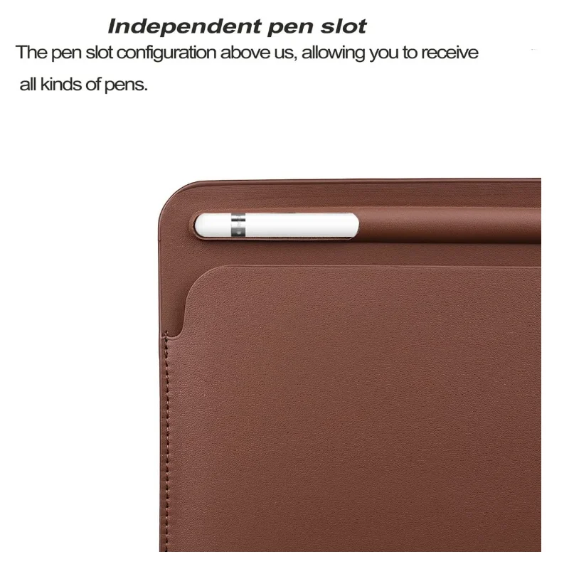 Portable Slim PU Leather Protective Cover Laptop Sleeve Case with Pencil Stylus Slot Holder