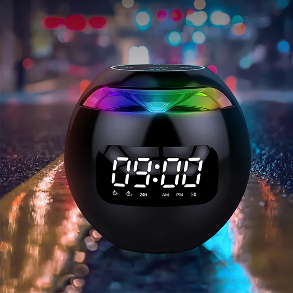 Colorful LED MP3 Speaker Multifunction LED Digital Display Alarm Clock Music Player Portable Smart Radio FM Buffer Speaker Bass