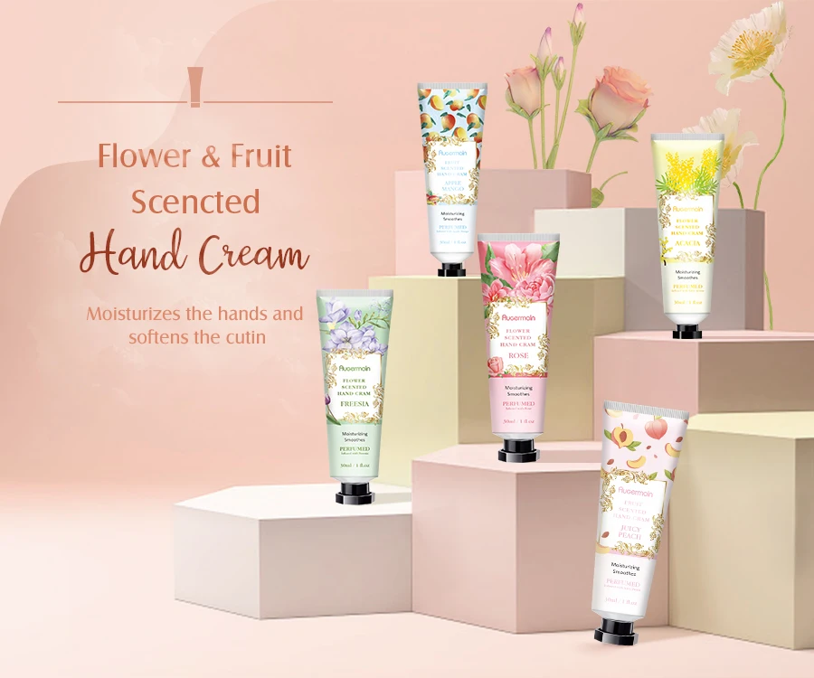 OEM Natural Korea Flower Fruit Fragrance Whitening Hand Care Cream Lotion Mini Moisturizing Hand Cream