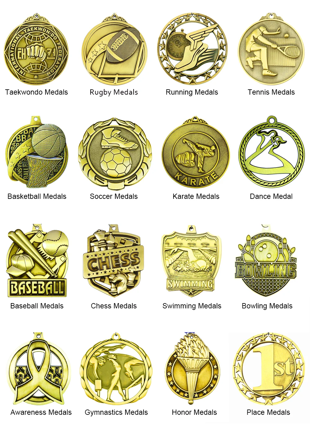 Football Running Metal Gold With Large Judo China Round Old  Malaysia Big Medals Pin From Ribbon Marathon Blank Medal