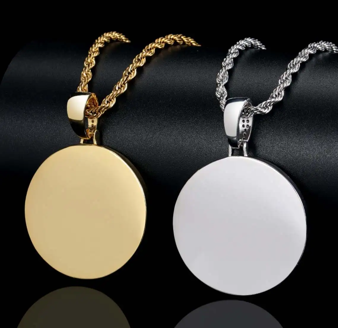 Punk Fashion Full Diamond Diy Picture Frame Pendant Necklace Hip Hop Micro Pave Cubic Zircon pendant for Necklace