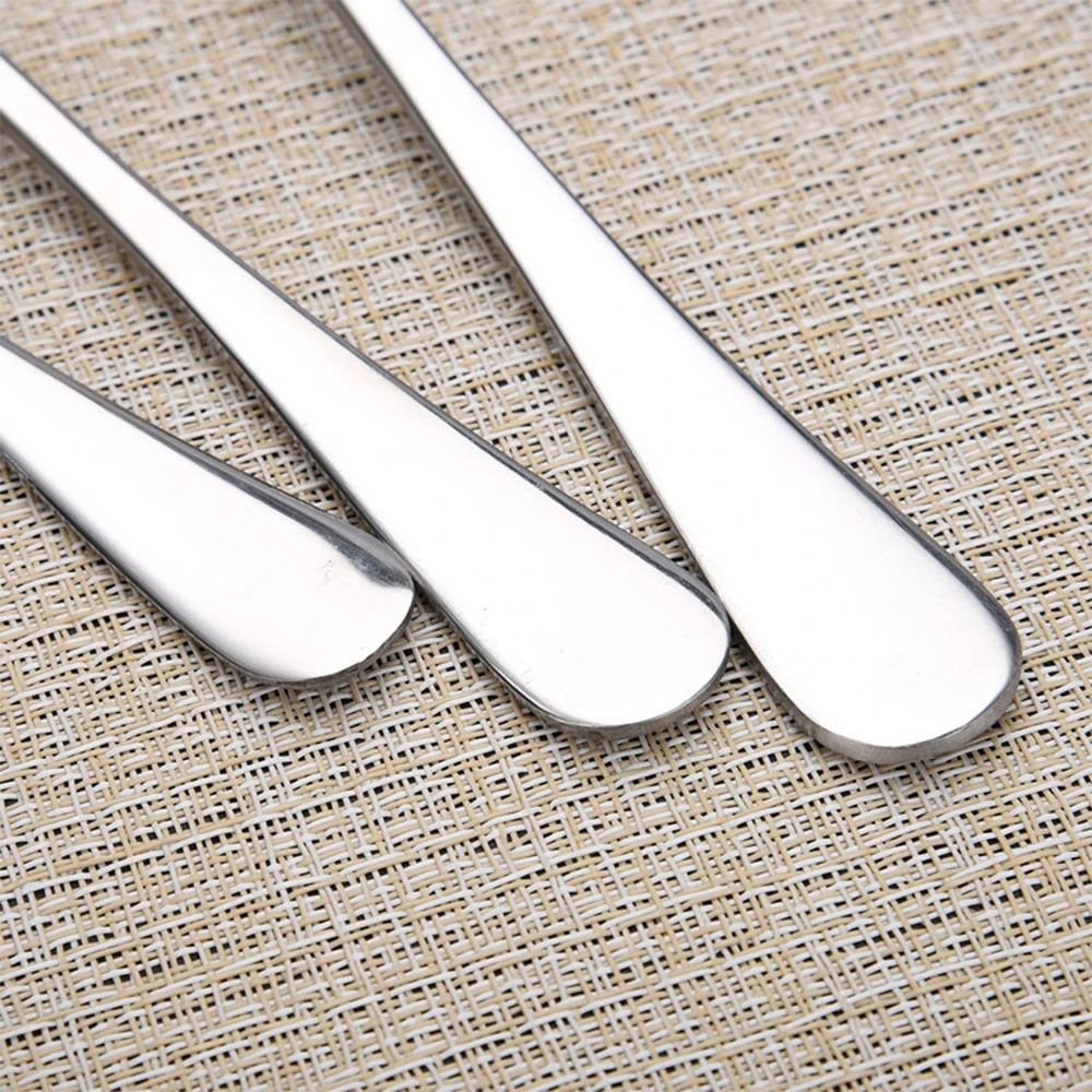 6pcs Small Kitchen Cutlery Stainless Steel Ice Cream Spoon Set Classic Design Silver Metal Spoon Caviar Honey Tea Coffee Spoon