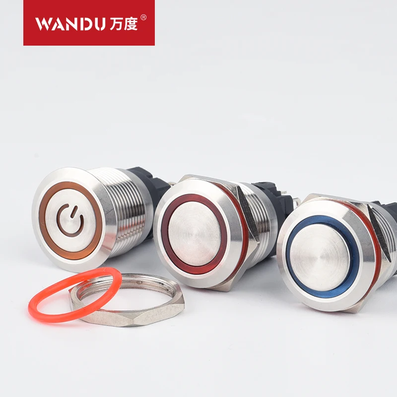 High Quality 19mm signal light push button for elevators metal push button switch