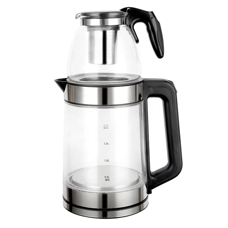 new design Glass Kettle Water Boiler Electric Kettle for Home and Hotel 0.8l +2.2L tea maker machine glass electric kettles set