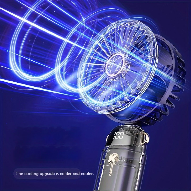 Portable USB Rechargeable Mini Cooling Fan 5 Speed Hands-Free Mini Table Desk Phone Stand Fan Foldable Cooling