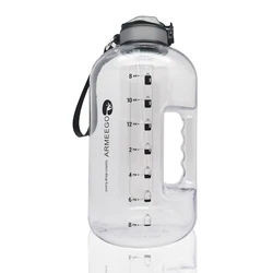 ARMEEGO   Sports Water Bottle with Time Marker,128oz/3.78l BPA Free Tritan Plastic Leakproof Drinking Bottle with Filter&Locking
