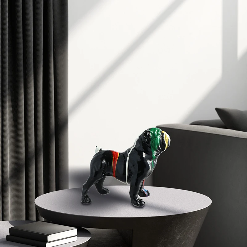 Crafts french bulldog home decoration Painted Folk Art Dog Figurine Anime-Themed TV Cabinet Decoration