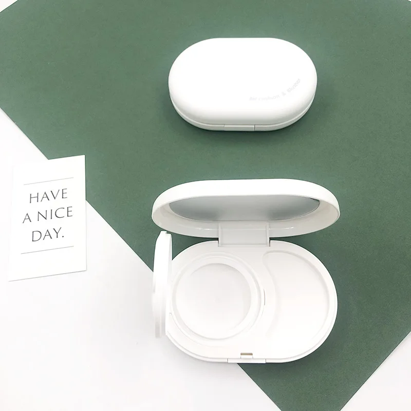 Hot selling air cushion compact cosmetic  packaging white powder compact case