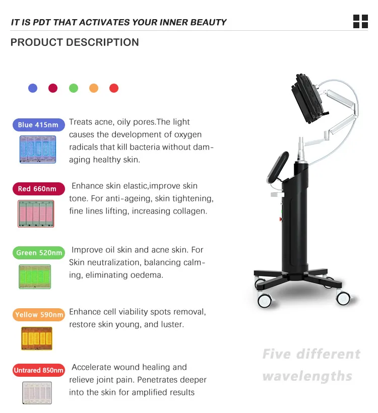 Professional Photon PDT Dermalux LED Light Therapy machine for facial