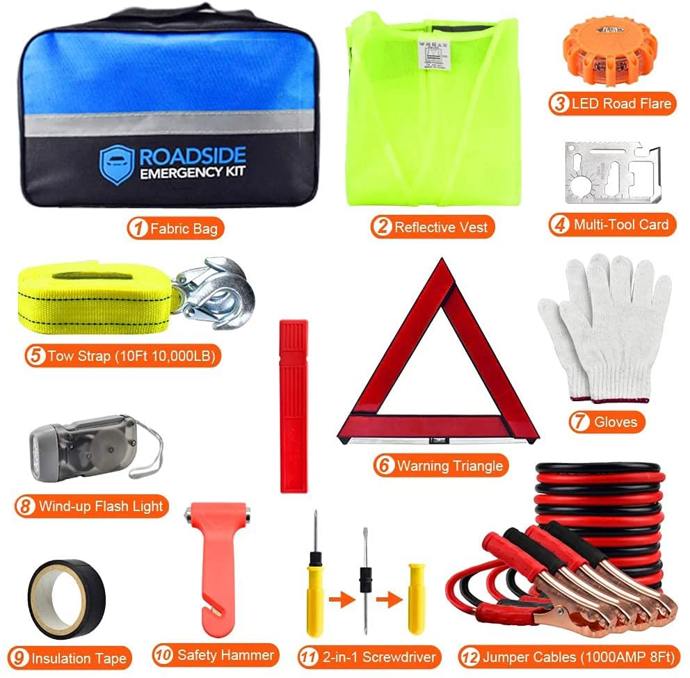 12 Piece Multifunctional Car Safety Kits Roadside Assistance Emergency Kit Waterproof Survival First Aid Safety Kit