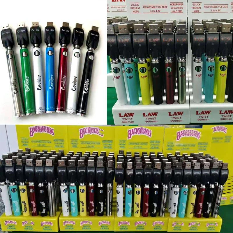 Factory Supply Cookies 900mah 30CT Display Voltage Twist Slim Vapes Batteries 510 Thread Battery for