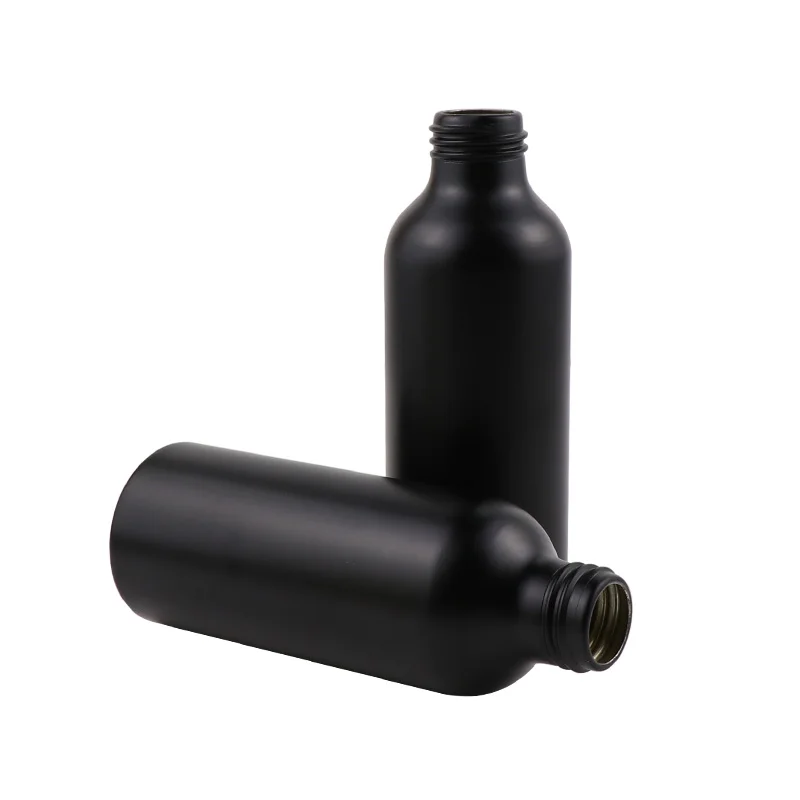 50ml 80nl 100ml 150ml Matte black cosmetic metal bottle with powder pump for cosmetic packing