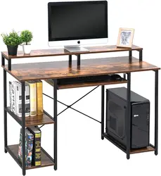 Computer Desk with Storage Shelves/Keyboard Tray/Monitor Stand Study Table for Home Office