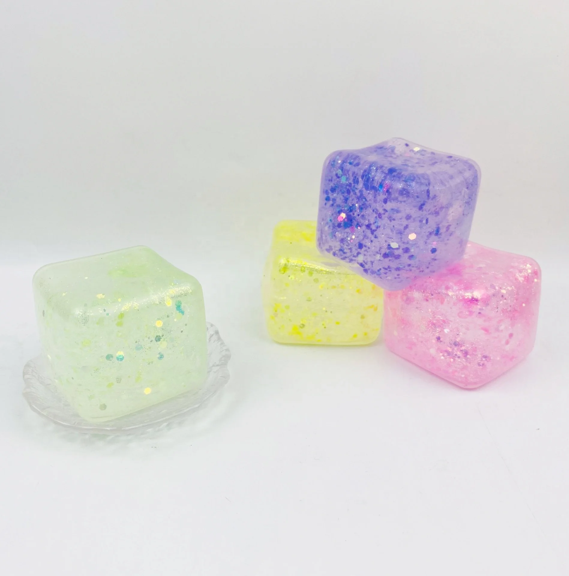 Wholesale Custom Cute Cube Glitter Jelly Fidget Gel Squishy Squeeze Stress  Ball Toys Fidget Toys