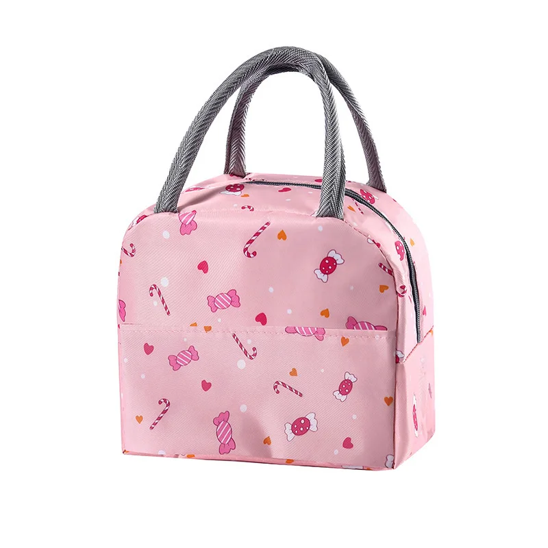 Custom Girls Oxford Lunch Bag with Leakproof Technology Cute Flower Print for Work Office Travel or Picnic