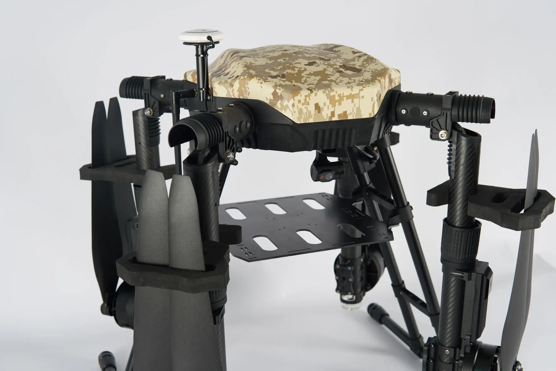 One-piece injection molding, arm-wrapped molding structural materials aerial delivery and transportation UAV