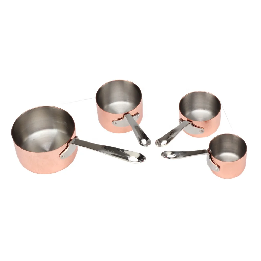 Cooking & Baking Measuring Cups Kit, Set of 4 Stainless Steel Copper Plated Measuring Cup
