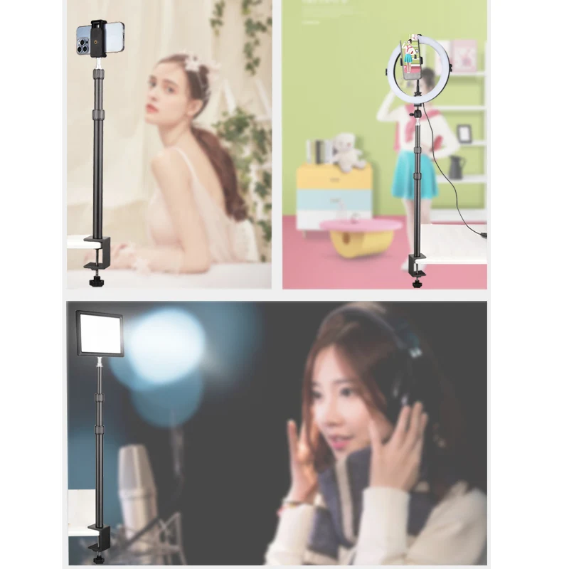 QZSD multifunctional extendable table stand for light lamp  aluminum live  holder  49-98cm adjustable  table support tripod