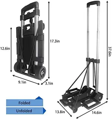 Wholesale Folding Hand Truck, Portable Dolly Cart Foldable Lightweight, 2 Wheels Push Cart Dolly for Moving