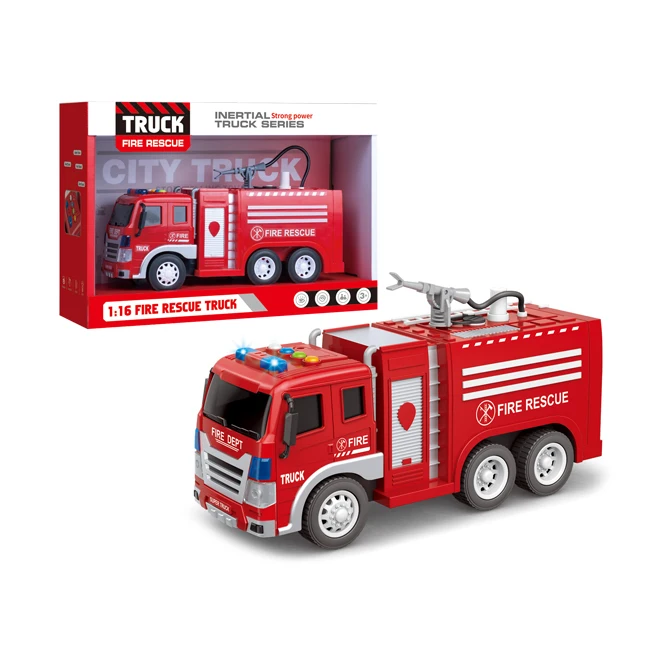 Electric Fire Rescue Vehicle Toys Friction Inertial 1:16 Sprinkler Car Fighting Truck Toy