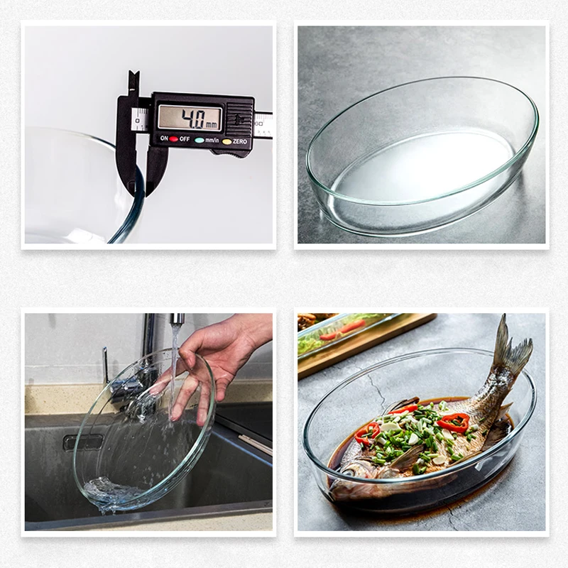 Wholesale Heat Resistant High Borosilicate Glass Tableware /Oval Glass Baking Dish