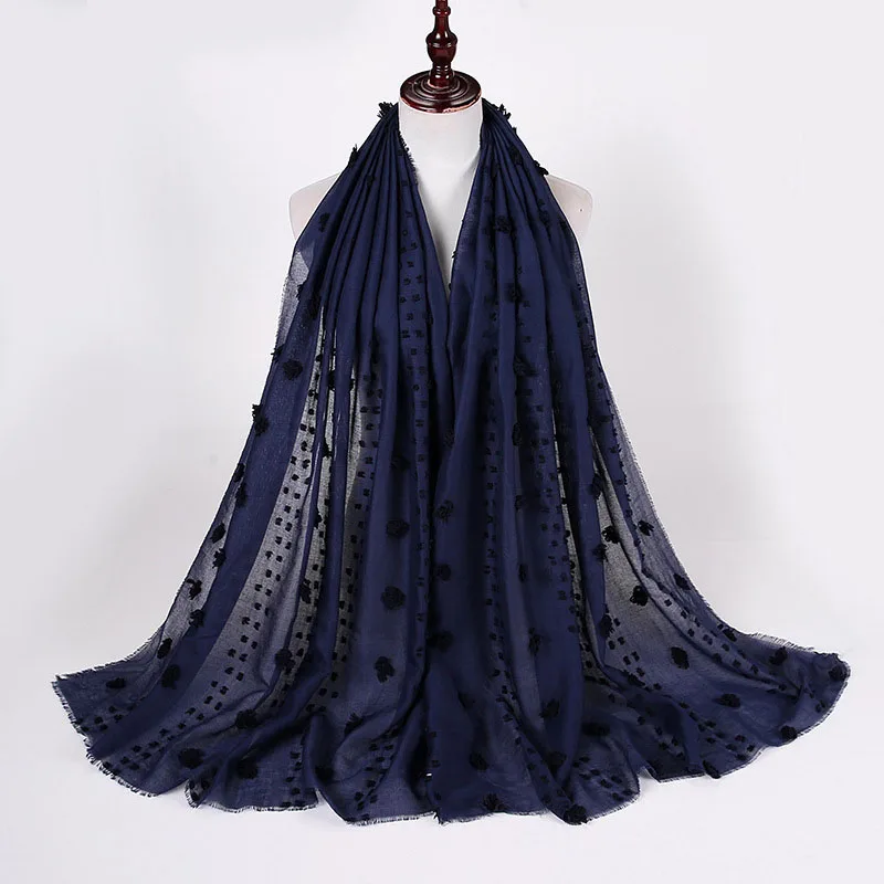 Cheap Yemen Moroccan Malaysian Pure Color Ladies Casual Shawl Organza Silk Muslim Hijab Scarf With Big And Small Pompom//