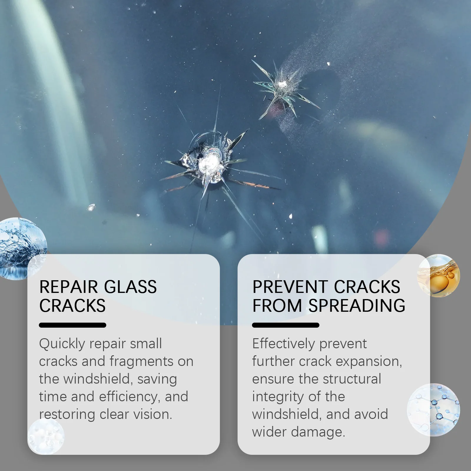 High quality Rayhong car front and rear glass crack prevention and scratch repair clear vision windshield repair adhesive kit