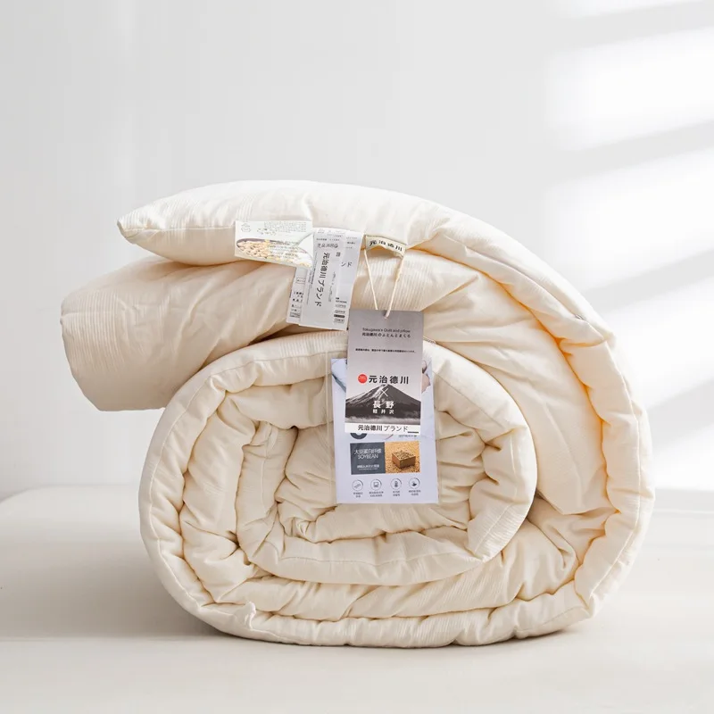 Warm and thickened double Japanese printed cotton soybean fiber good product solid color four seasons quilt