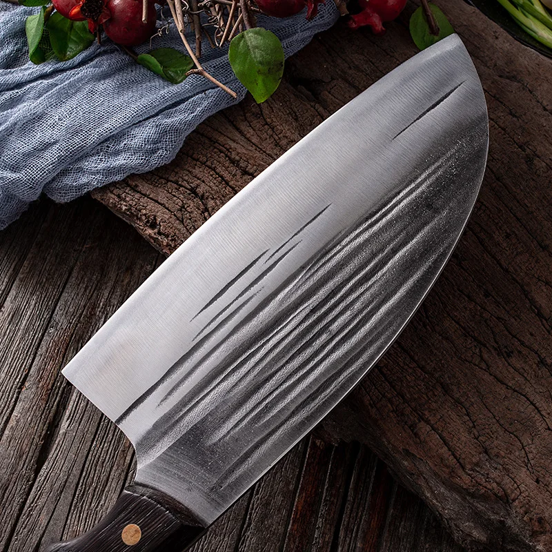 XITUO Sharp high carbon stainless steel slice knife Hand forged full Tang round head kitchen chef knife ergonomic wood handle