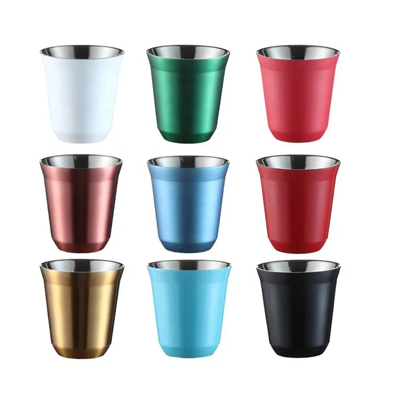 Милая дизайнерская термоизоляционная кофейная чашка nespresso из нержавеющей стали с двойными стенками, не содержит Бисфенол А, 80 мл и 160 мл, многоразовая