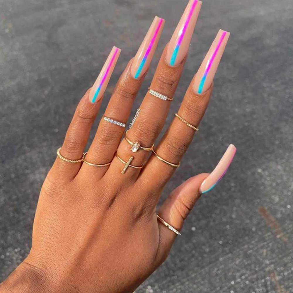 
 Европа, американский, пользовательский новый дизайн, длинные наконечники для ногтей, изогнутый гроб, пресс на ногти  