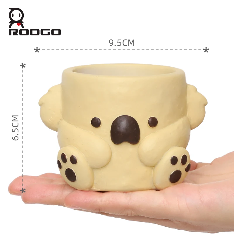 Цветочный горшок из смолы Roogo в форме животных льва и коалы очаровательный декор цветочный для суккулентов