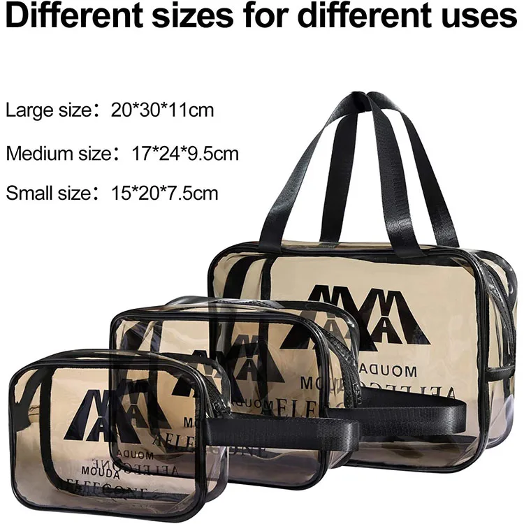 Custom logo waterproof toiletry bags transparent clear pvc pouch bag Organizer tote travel pvc cosmetic bag