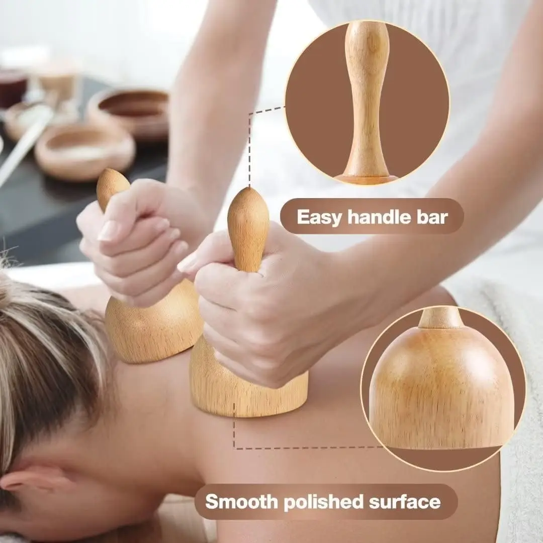 wood lymphatic massager roller 6 in 1 multi facial neck head foot leg body gua sha massage tool for muscles