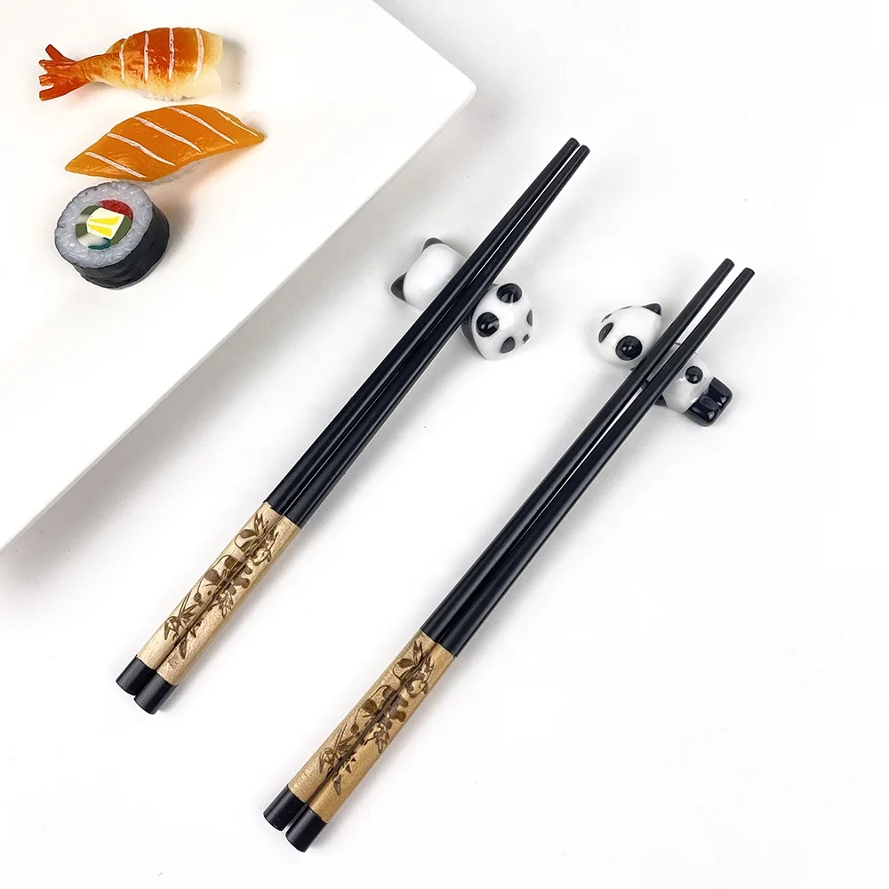 Chopsticks Reusable Panda Gifts With Cute Chopstick Rest engrave chinese panda Chopsticks  Anniversary Gift for Couple