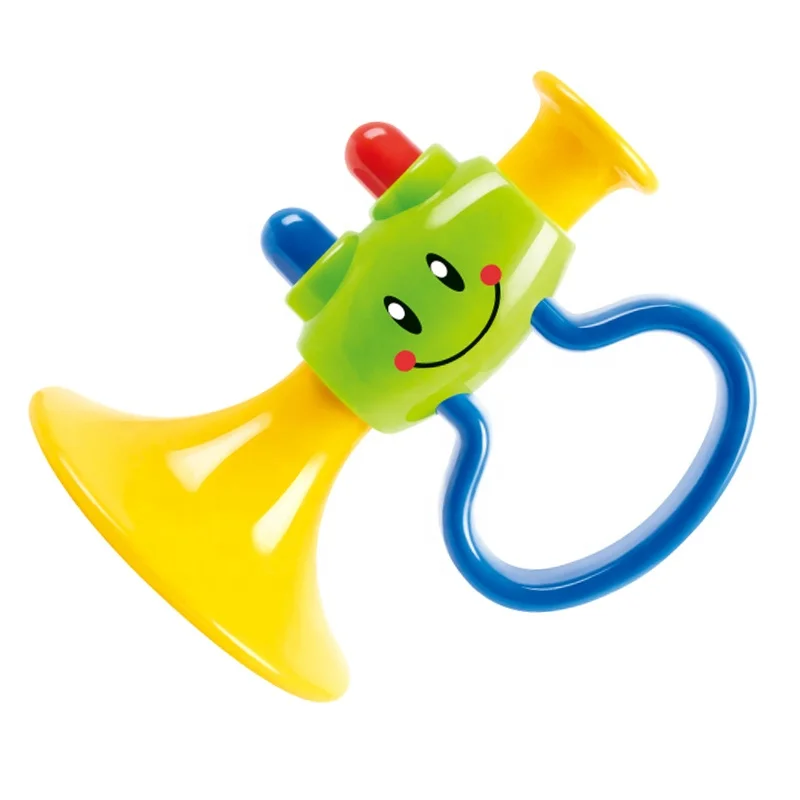  OEM pushi indusry professional Infant Colorful horn shape rattle play toys ringing bells injection plastic service maker