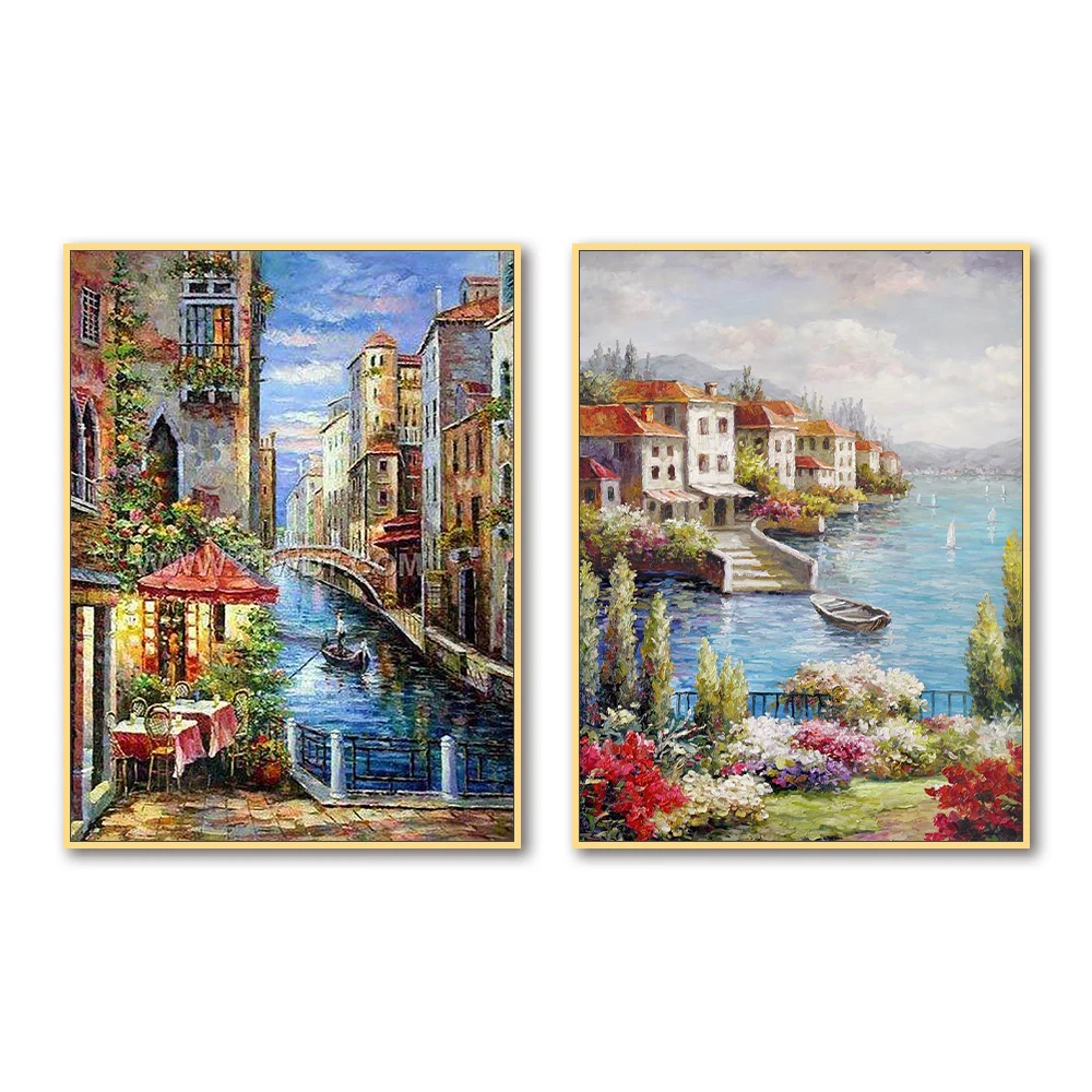  Top Quality Needlework printed cross stitch colorful Europe scenery kits