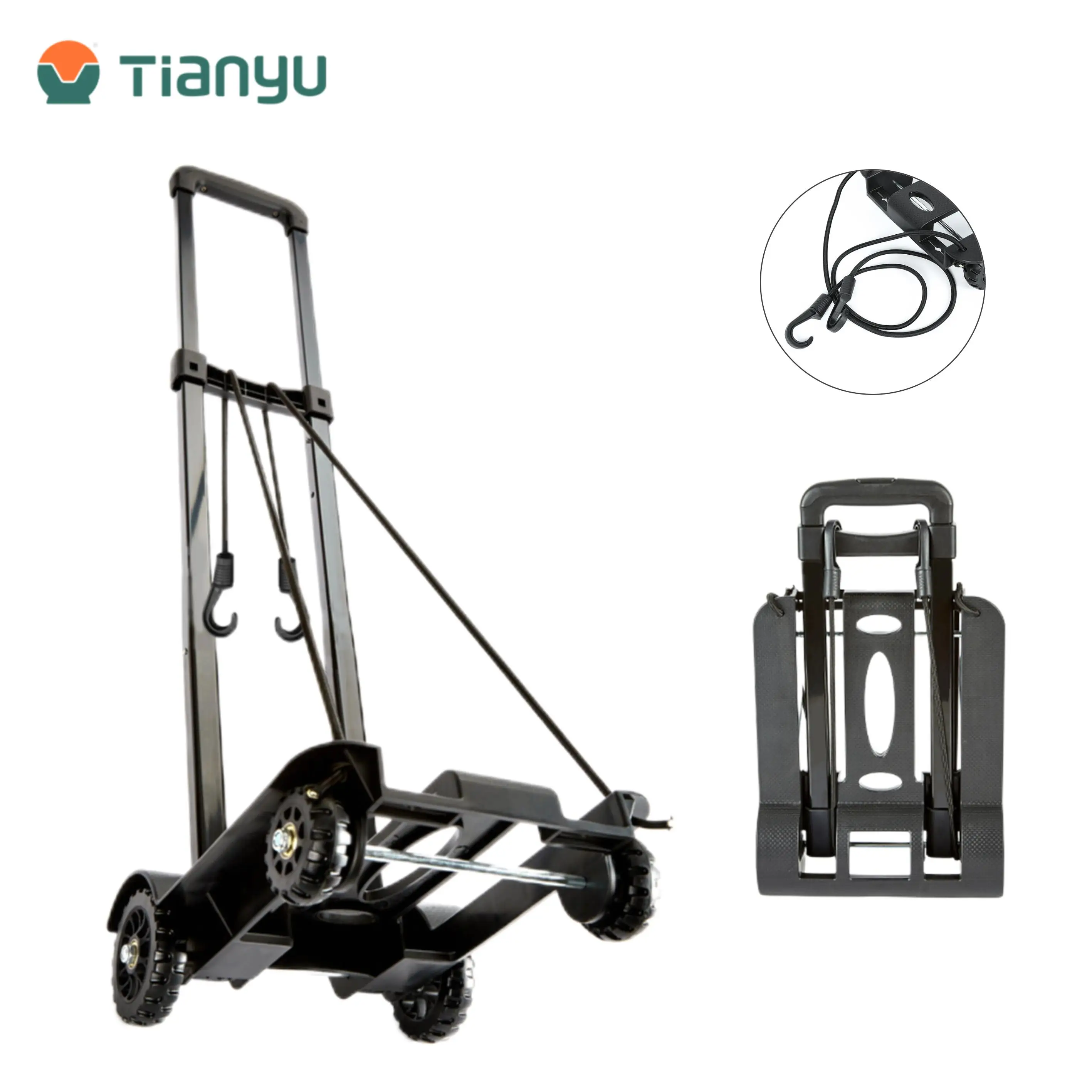 Tianyu 50kg Portable 4-Wheel Personal Luggage Cart Hot Sale Mini Folding Trolley Foldable Hand Truck