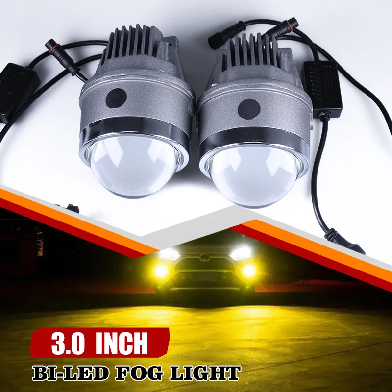 Universal 3inch 90W Bi LED projector lens fog lights Retrofit kit For Toyota For Nissan For Honda laser fog light
