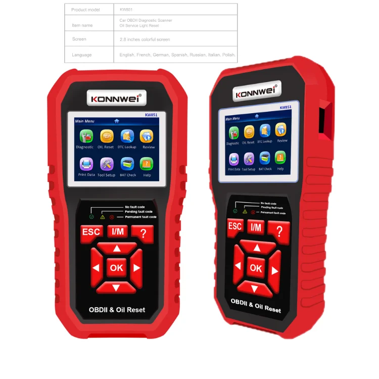Konnwei OBD2 Diagnostic Vehicle Tool KW851 Car Oil Service Light Reset OBD2 Diagnosis Scanner KONNWEI Automotive Engine Analyzer