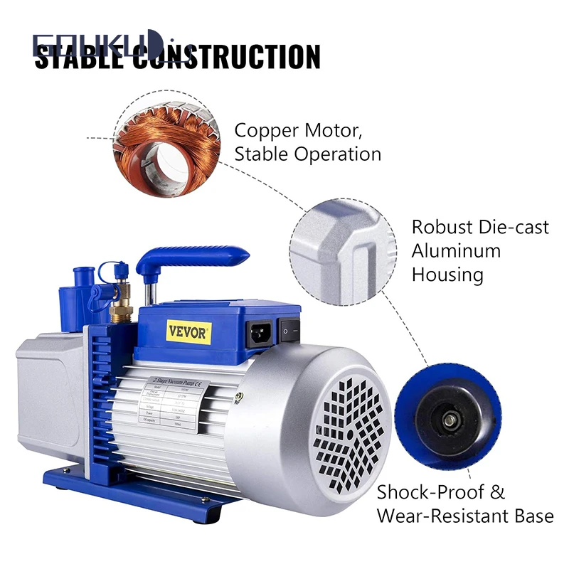 Stage Rotary vacuum pump Air conditioning refrigerant vacuum pump hvac vacuum pump for r12 r22 r134a r410a systems