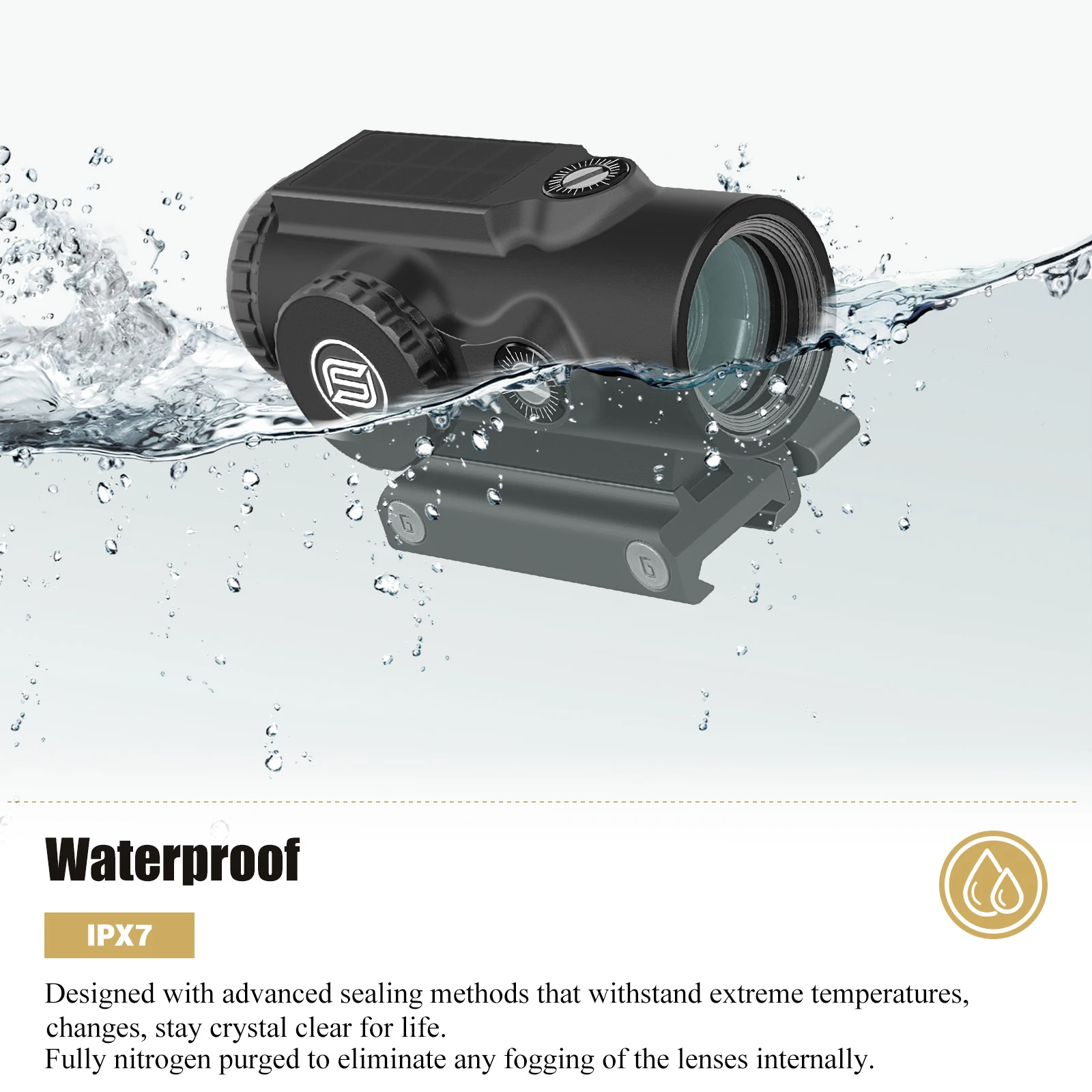 1x24 IPX7 FMC Waterproof Red Green Dot Sight Solar Hunting 1x Tactical Prism Scope