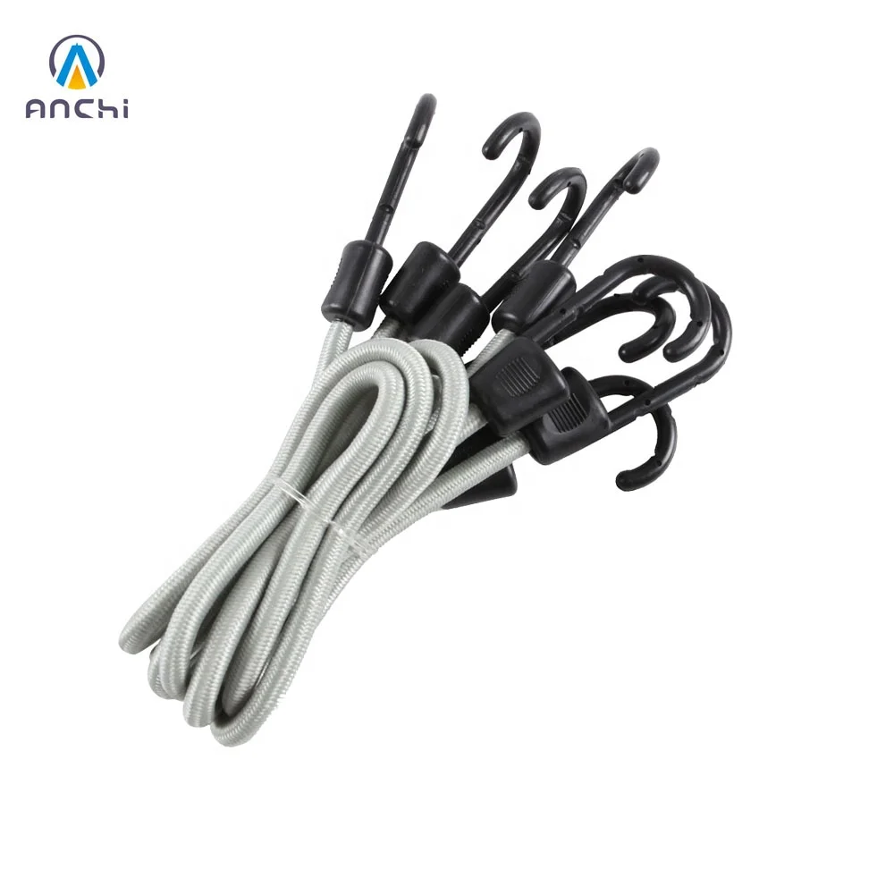 12pcs round elastic bungee cords  8mm set bag packing with PP coated steel hooks
